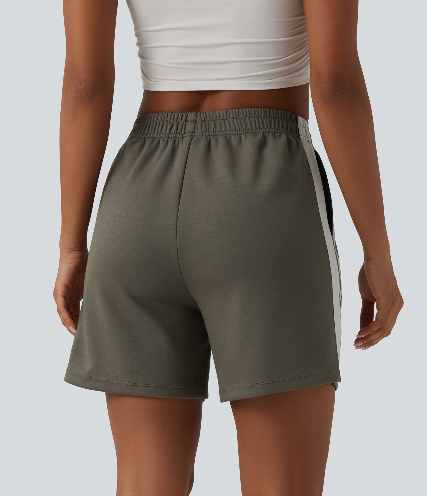 Shorts décontractés taille haute à rayures avec poches