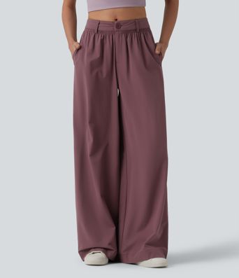 Mid Rise Casual Baggy Pants with Pockets