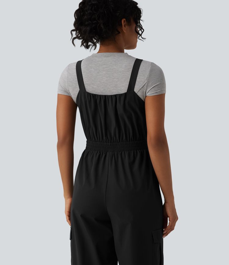 Lässige Cargo-Latzhose mit verstellbaren Trägern, Reißverschluss und Taschen Lässige Cargo-Latzhose mit verstellbaren Trägern, Reißverschluss und Taschen