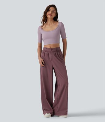Mid Rise Casual Baggy Pants with Pockets