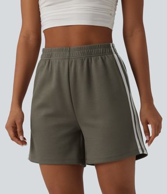 Shorts décontractés taille haute à rayures avec poches