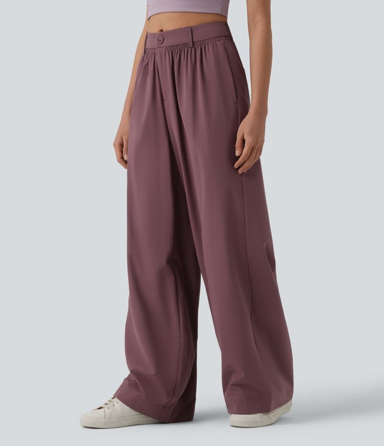 Mid Rise Casual Baggy Pants with Pockets