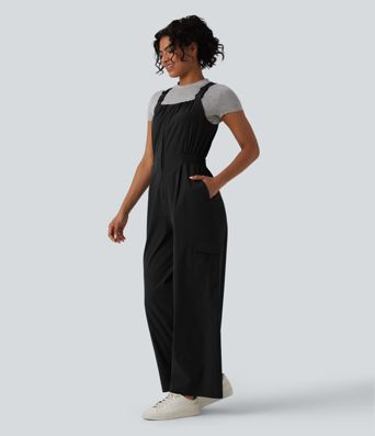 Lässige Cargo-Latzhose mit verstellbaren Trägern, Reißverschluss und Taschen Lässige Cargo-Latzhose mit verstellbaren Trägern, Reißverschluss und Taschen