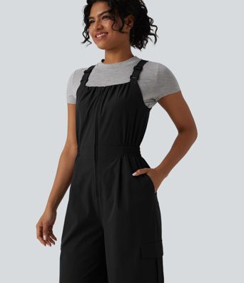 Lässige Cargo-Latzhose mit verstellbaren Trägern, Reißverschluss und Taschen Lässige Cargo-Latzhose mit verstellbaren Trägern, Reißverschluss und Taschen