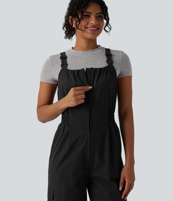 Lässige Cargo-Latzhose mit verstellbaren Trägern, Reißverschluss und Taschen Lässige Cargo-Latzhose mit verstellbaren Trägern, Reißverschluss und Taschen