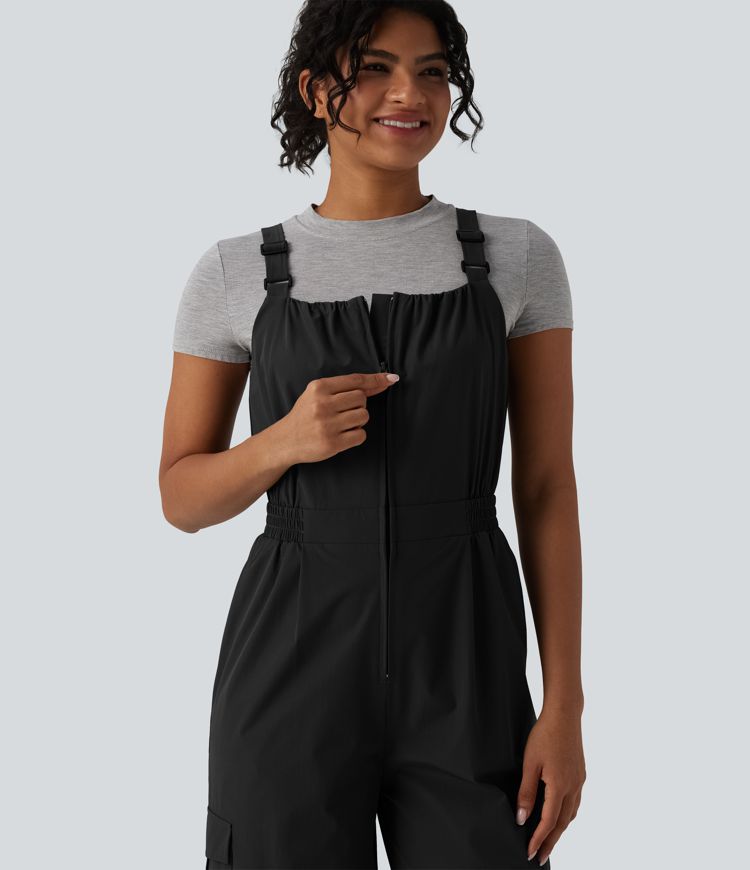 Lässige Cargo-Latzhose mit verstellbaren Trägern, Reißverschluss und Taschen Lässige Cargo-Latzhose mit verstellbaren Trägern, Reißverschluss und Taschen