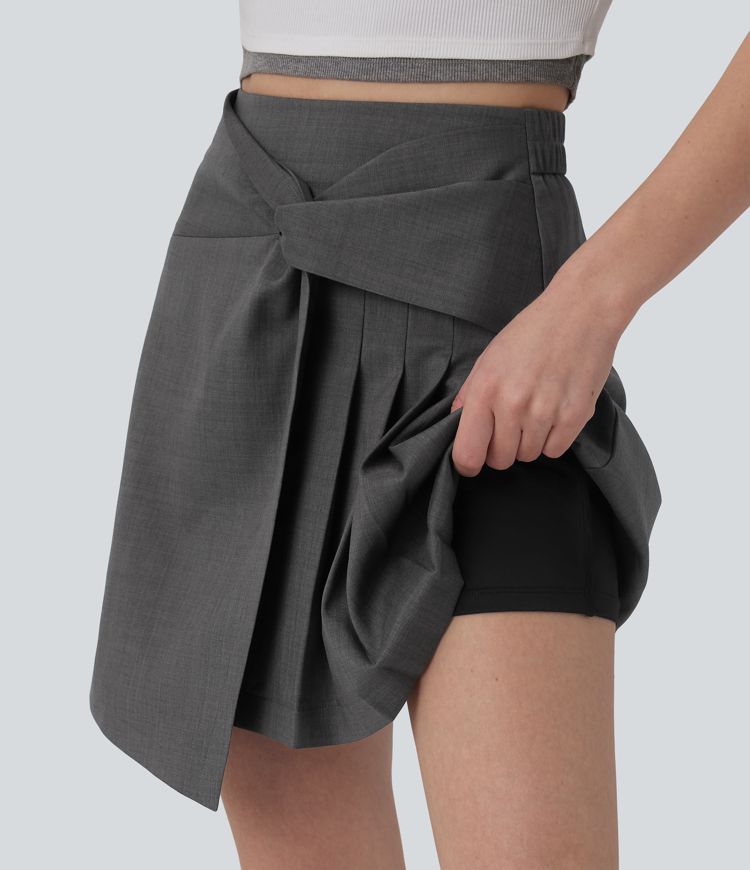 Lässiger, plissierter 2-in-1 Minirock mit hohem Bund