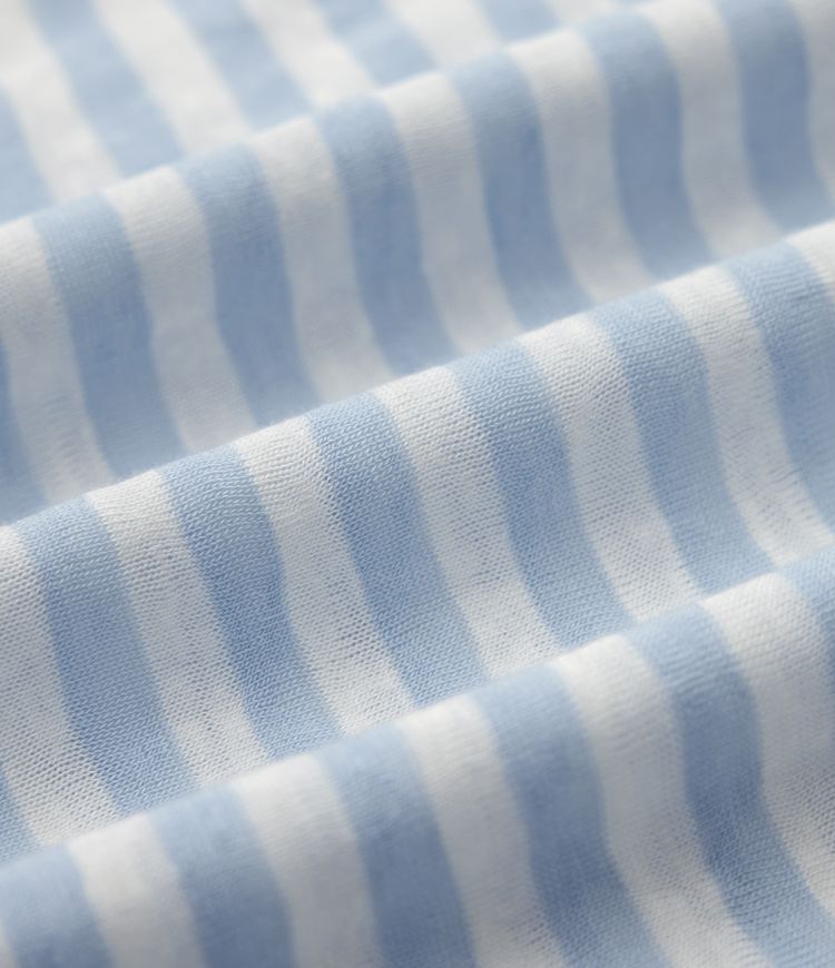 Round Neck Batwing Sleeve Stripes Lyocell Casual T-Shirt with Chest Pocket