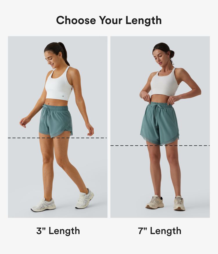 Shorts Running 7,5cm 2 en1 Taille Mi-Haute Cordon de Serrage Empiècement Mesh Contrastant 