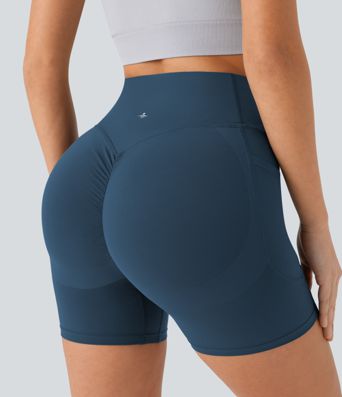 Halara UltraSculpt™ High Waisted Scrunch Butt Lifting Tummy Control Pocket Shaping Workout Biker Shorts 5''