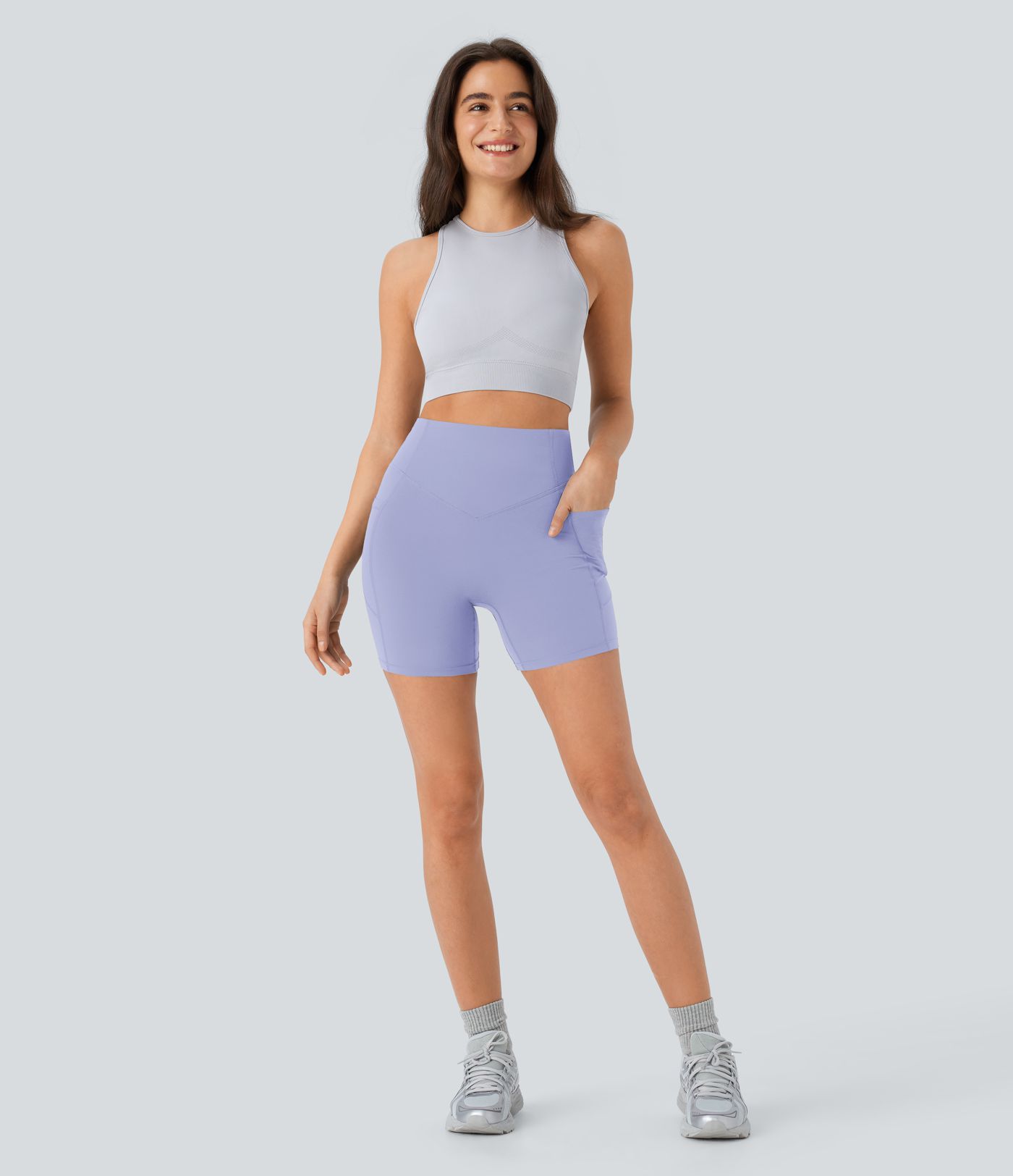 Halara UltraSculpt™ High Waisted Scrunch Butt Lifting Tummy Control Pocket Shaping Workout Biker Shorts 5''