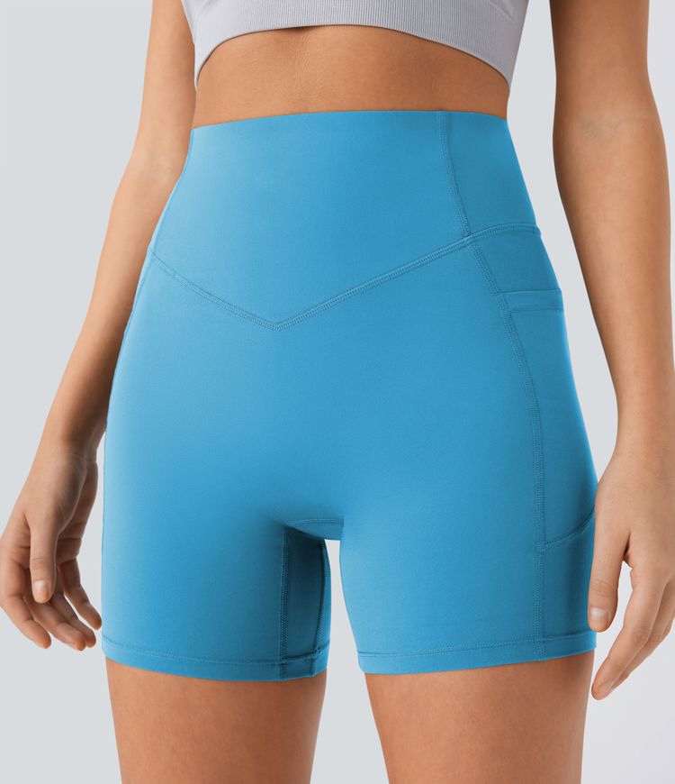 Halara UltraSculpt™ High Waisted Scrunch Butt Lifting Tummy Control Pocket Shaping Workout Biker Shorts 5''