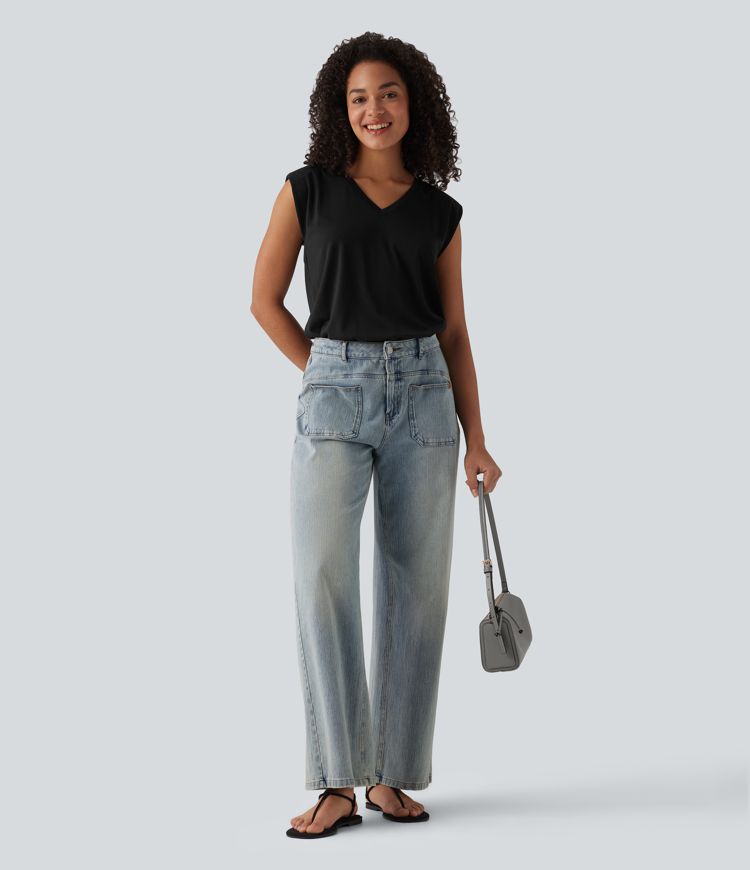 V-neck Cap Sleeve Casual Bodysuit with Shoulder Pads V-neck Cap Sleeve Casual Bodysuit with Shoulder Pads