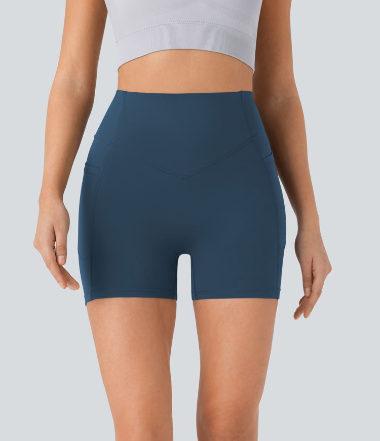 Halara UltraSculpt™ High Waisted Scrunch Butt Lifting Tummy Control Pocket Shaping Workout Biker Shorts 5''