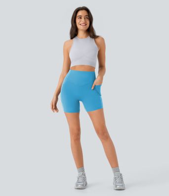 Halara UltraSculpt™ High Waisted Scrunch Butt Lifting Tummy Control Pocket Shaping Workout Biker Shorts 5''