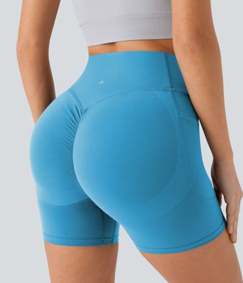 Halara UltraSculpt™ High Waisted Scrunch Butt Lifting Tummy Control Pocket Shaping Workout Biker Shorts 5''