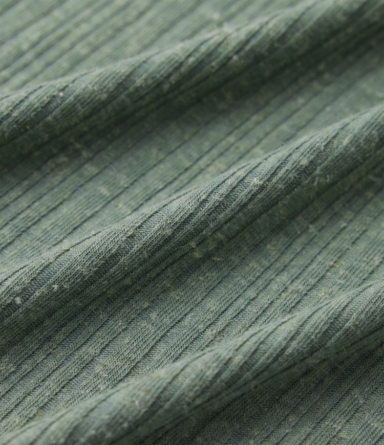 Ribbed Knit Round Neck Sleeveless Flowy Midi Casual Linen-Blend Dress