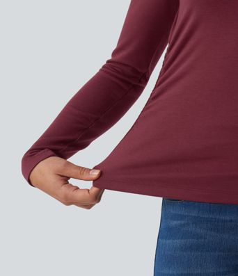 Halara HeatCore U-Boot-Ausschnitt Langärmliges wärmendes Arbeitshemd