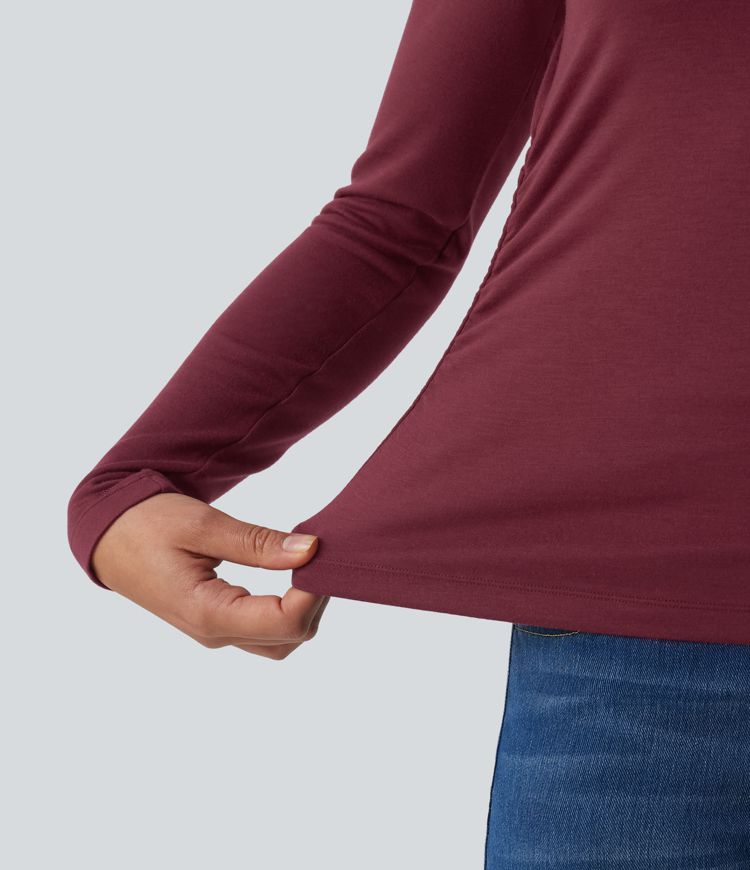 Halara HeatCore U-Boot-Ausschnitt Langärmliges wärmendes Arbeitshemd