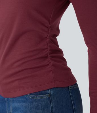 Halara HeatCore U-Boot-Ausschnitt Langärmliges wärmendes Arbeitshemd