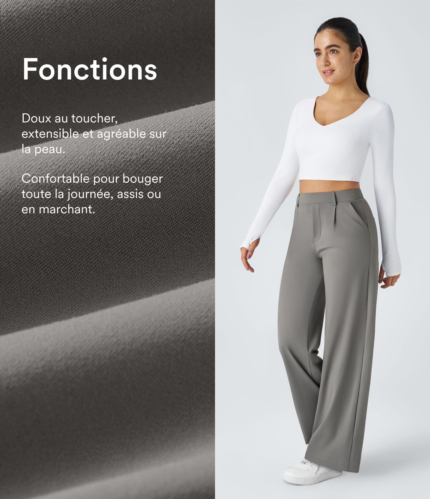 Pantalon tailleur Halara Flex™ DayStretch coupe droite taille haute avec poches