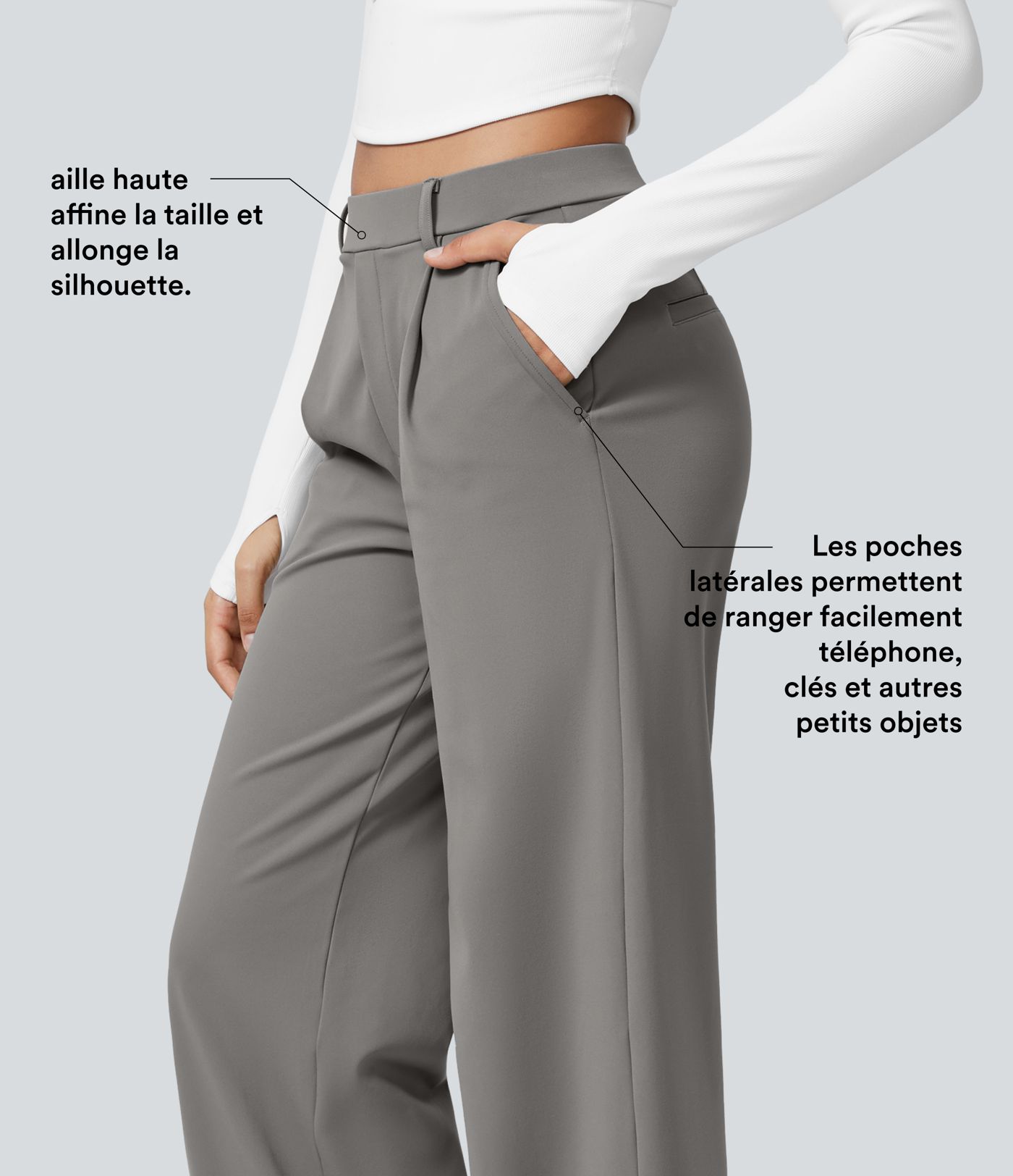 Pantalon tailleur Halara Flex™ DayStretch coupe droite taille haute avec poches