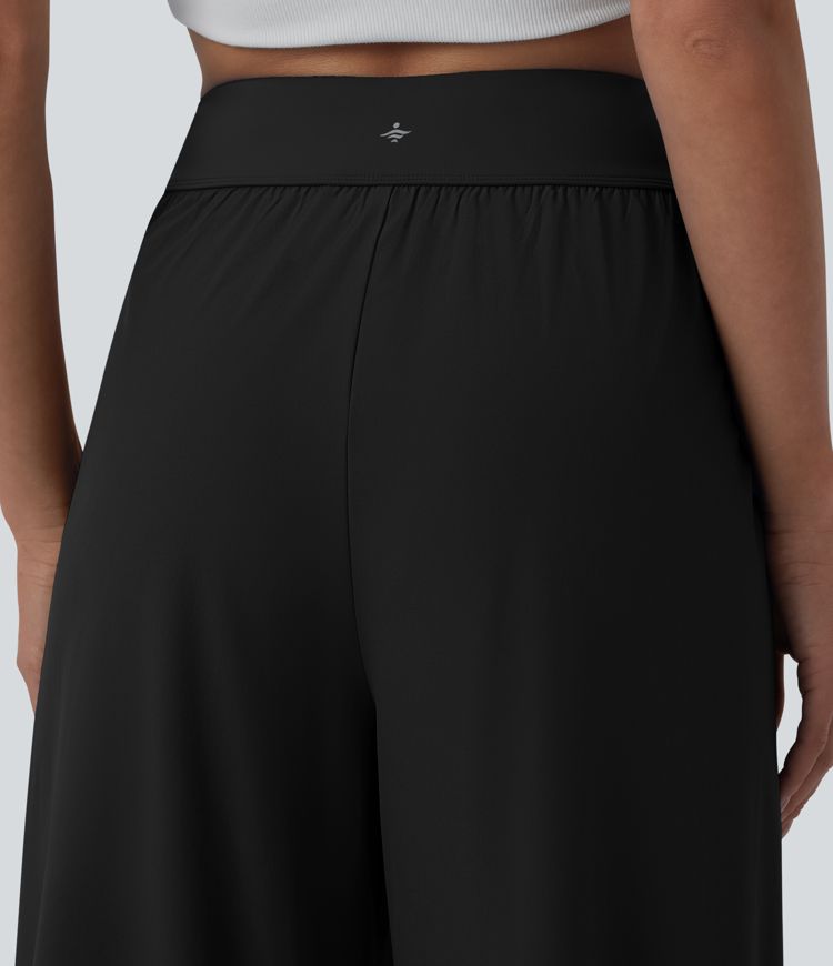 Breezeful™ High Waisted Pleated Ankle Length Quick Dry Yoga Baggy Pants with Pockets