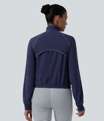 Breezeful™ Long Sleeve Zipper Elastic Hem Quick Dry Workout Jacket with Pockets