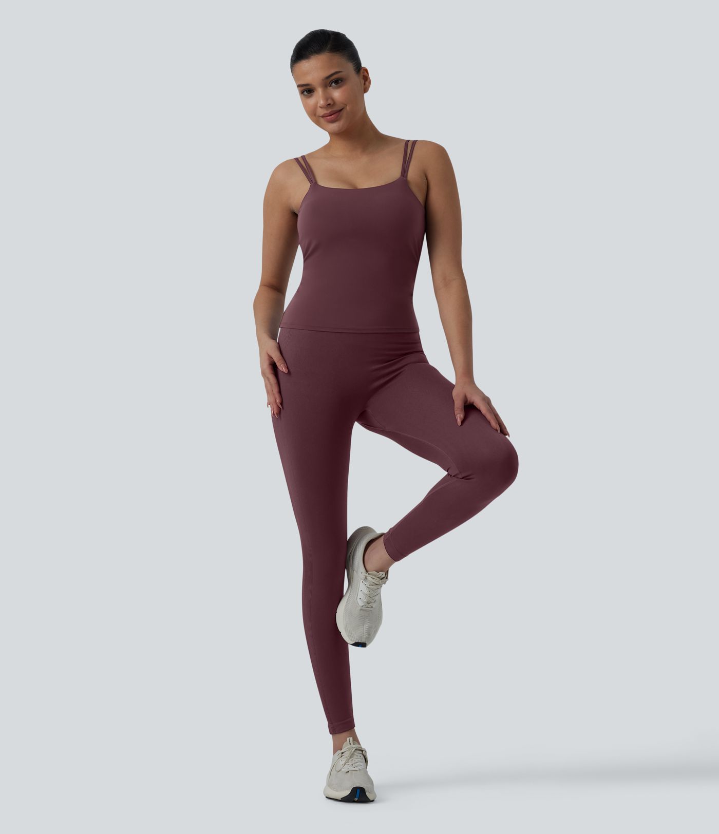 Halara UltraSculpt™ Double Straps Twisted Backless Cropped Yoga Tank Top-Longer Length