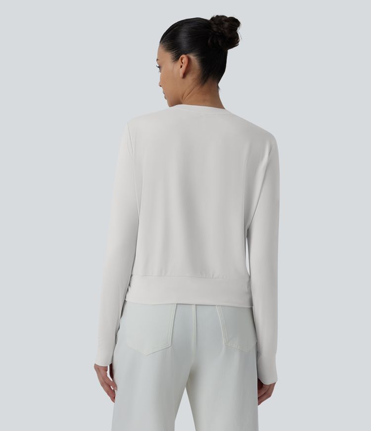 Round Neck Long Sleeve Relaxed Casual T-Shirt