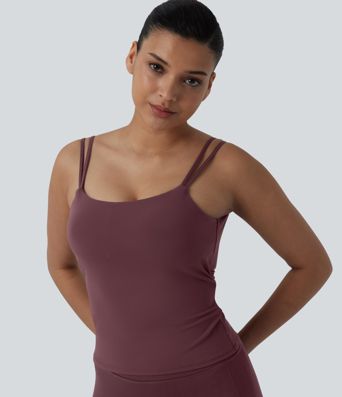 Halara UltraSculpt™ Double Straps Twisted Backless Cropped Yoga Tank Top-Longer Length