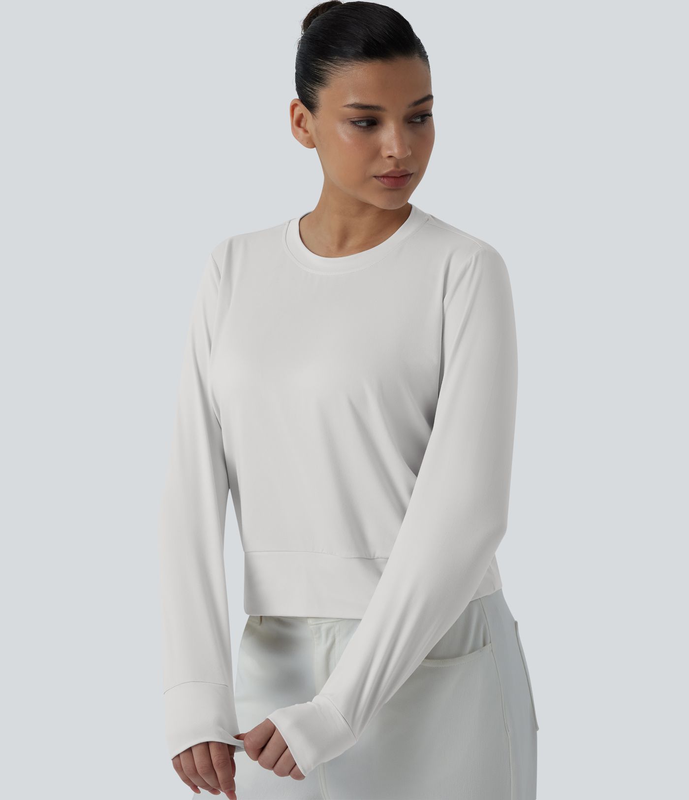 Round Neck Long Sleeve Relaxed Casual T-Shirt