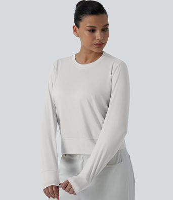 Round Neck Long Sleeve Relaxed Casual T-Shirt