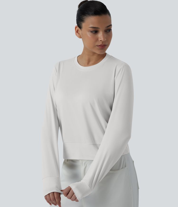 Round Neck Long Sleeve Relaxed Casual T-Shirt