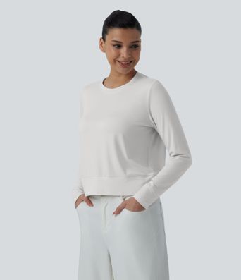Round Neck Long Sleeve Relaxed Casual T-Shirt