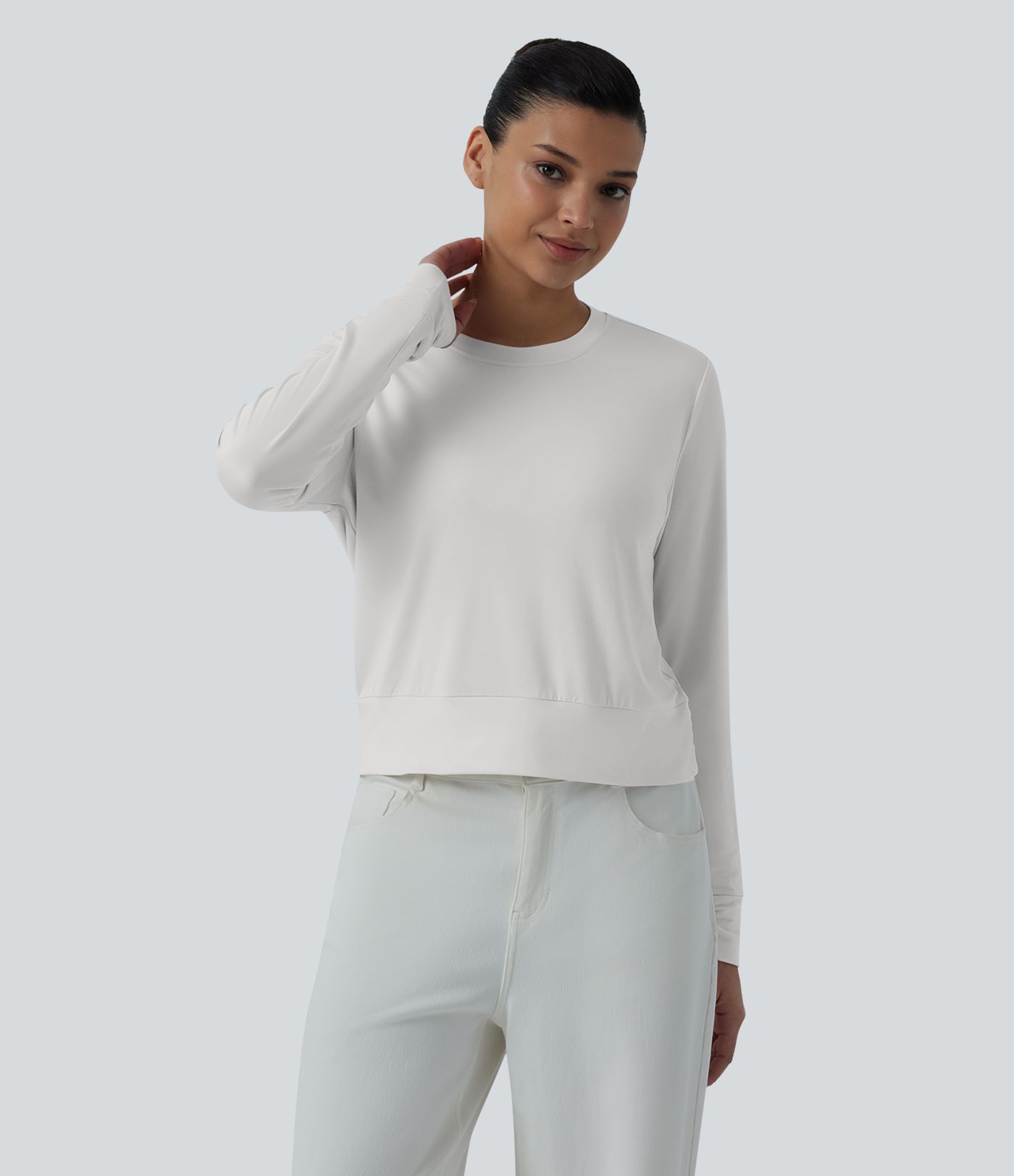 Round Neck Long Sleeve Relaxed Casual T-Shirt