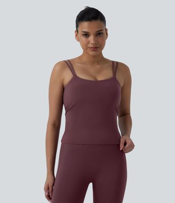 Halara UltraSculpt™ Double Straps Twisted Backless Cropped Yoga Tank Top-Longer Length