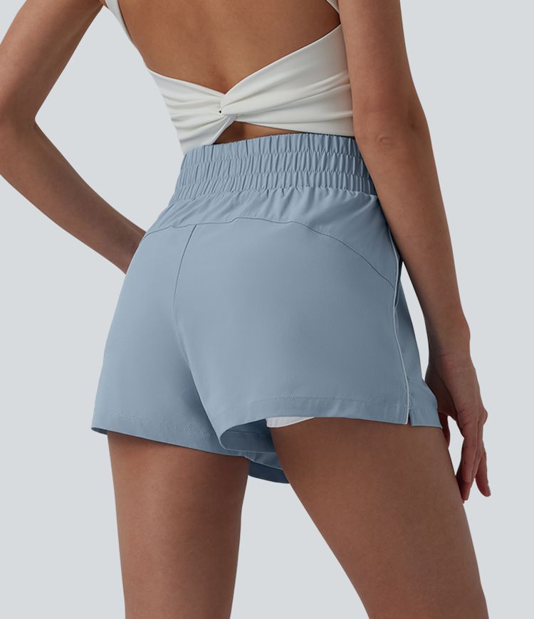 Breezeful™ Reflective High Waisted 2-in-1 Quick Dry Workout Shorts with Pockets