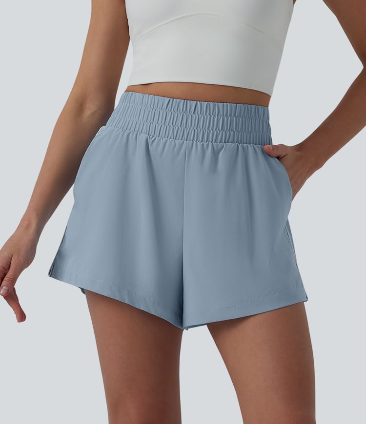 Breezeful™ Reflective High Waisted 2-in-1 Quick Dry Workout Shorts with Pockets