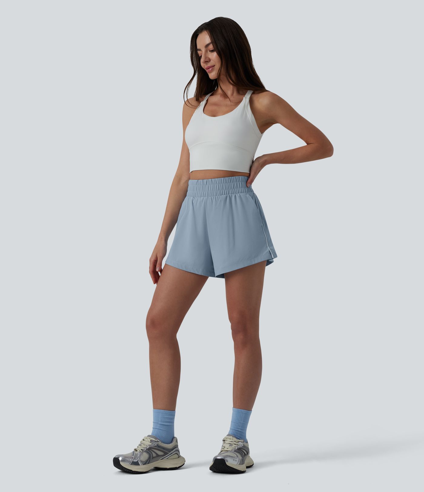 Breezeful™ Reflective High Waisted 2-in-1 Quick Dry Workout Shorts with Pockets