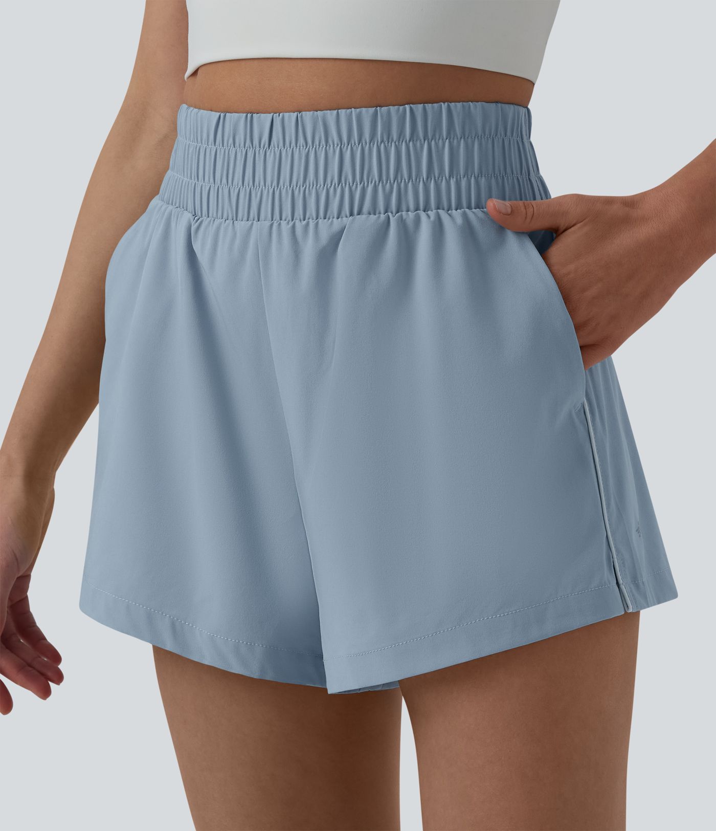 Breezeful™ Reflective High Waisted 2-in-1 Quick Dry Workout Shorts with Pockets