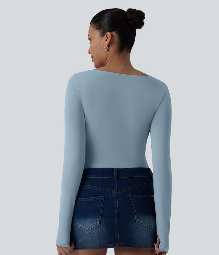 Asymmetric Neck Long Sleeve Ruched Casual Top