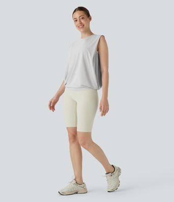 Débardeur de yoga col rond froncé, tissu rafraîchissant - Protection UPF50+