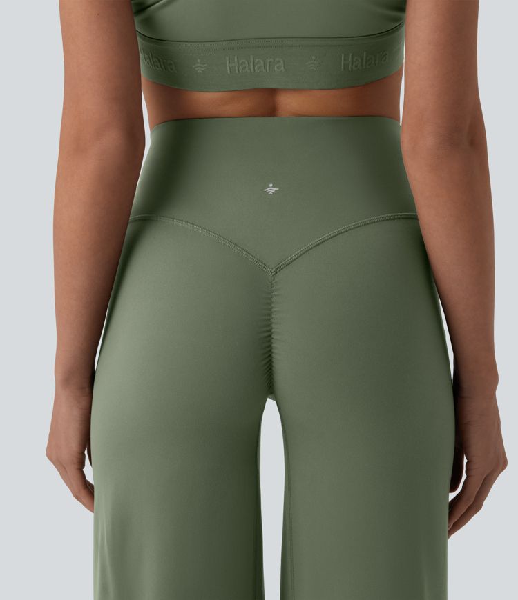 SoftlyZero™ High Waisted Tummy Control Straight Leg Ruched Yoga Pants-UPF50+ SoftlyZero™ High Waisted Tummy Control Straight Leg Ruched Yoga Pants-UPF50+