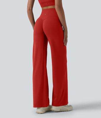SoftlyZero™ High Waisted Tummy Control Straight Leg Ruched Yoga Trousers-UPF50+