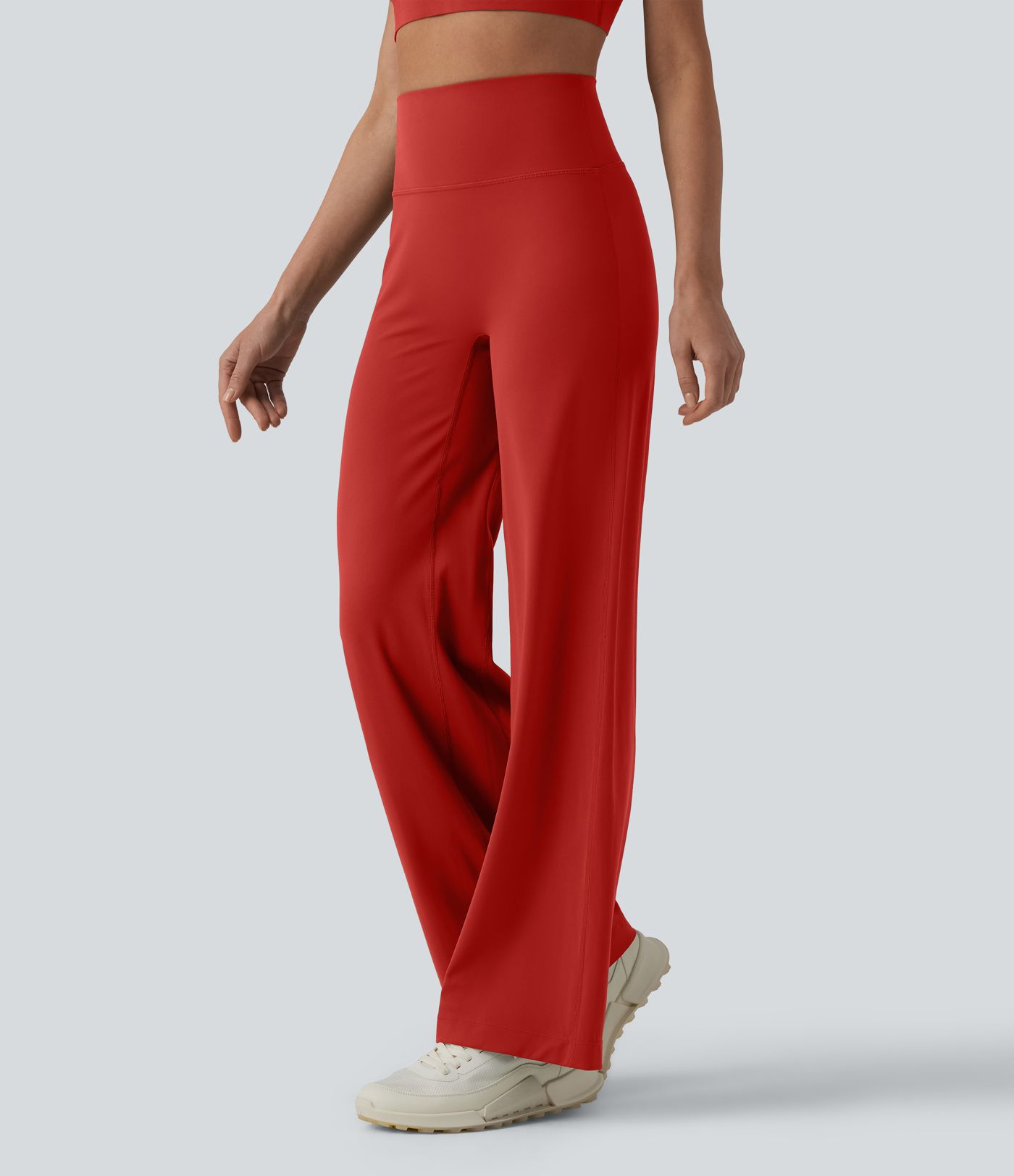 SoftlyZero™ High Waisted Tummy Control Straight Leg Ruched Yoga Trousers-UPF50+
