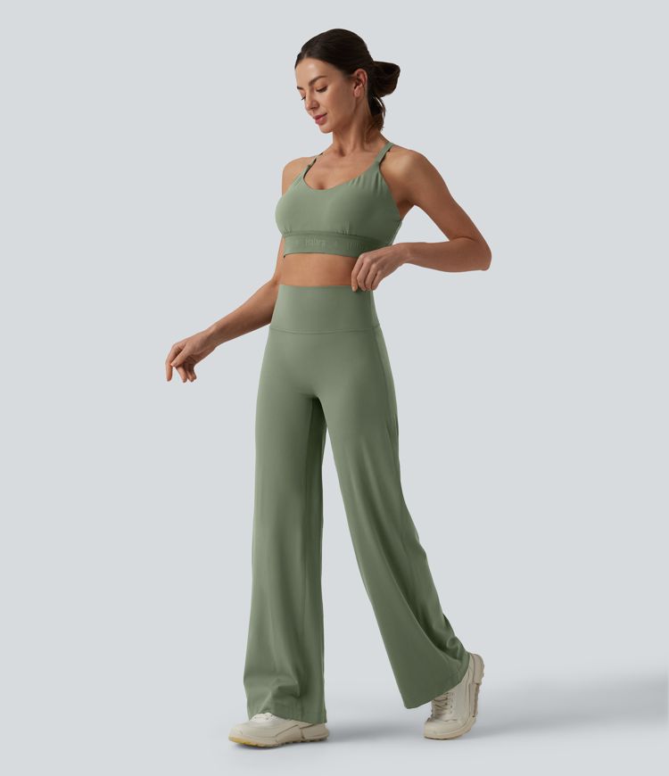 SoftlyZero™ High Waisted Tummy Control Straight Leg Ruched Yoga Pants-UPF50+ SoftlyZero™ High Waisted Tummy Control Straight Leg Ruched Yoga Pants-UPF50+