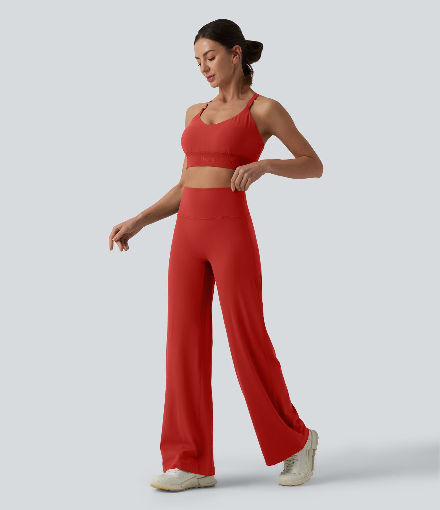 SoftlyZero™ High Waisted Tummy Control Straight Leg Ruched Yoga Trousers-UPF50+