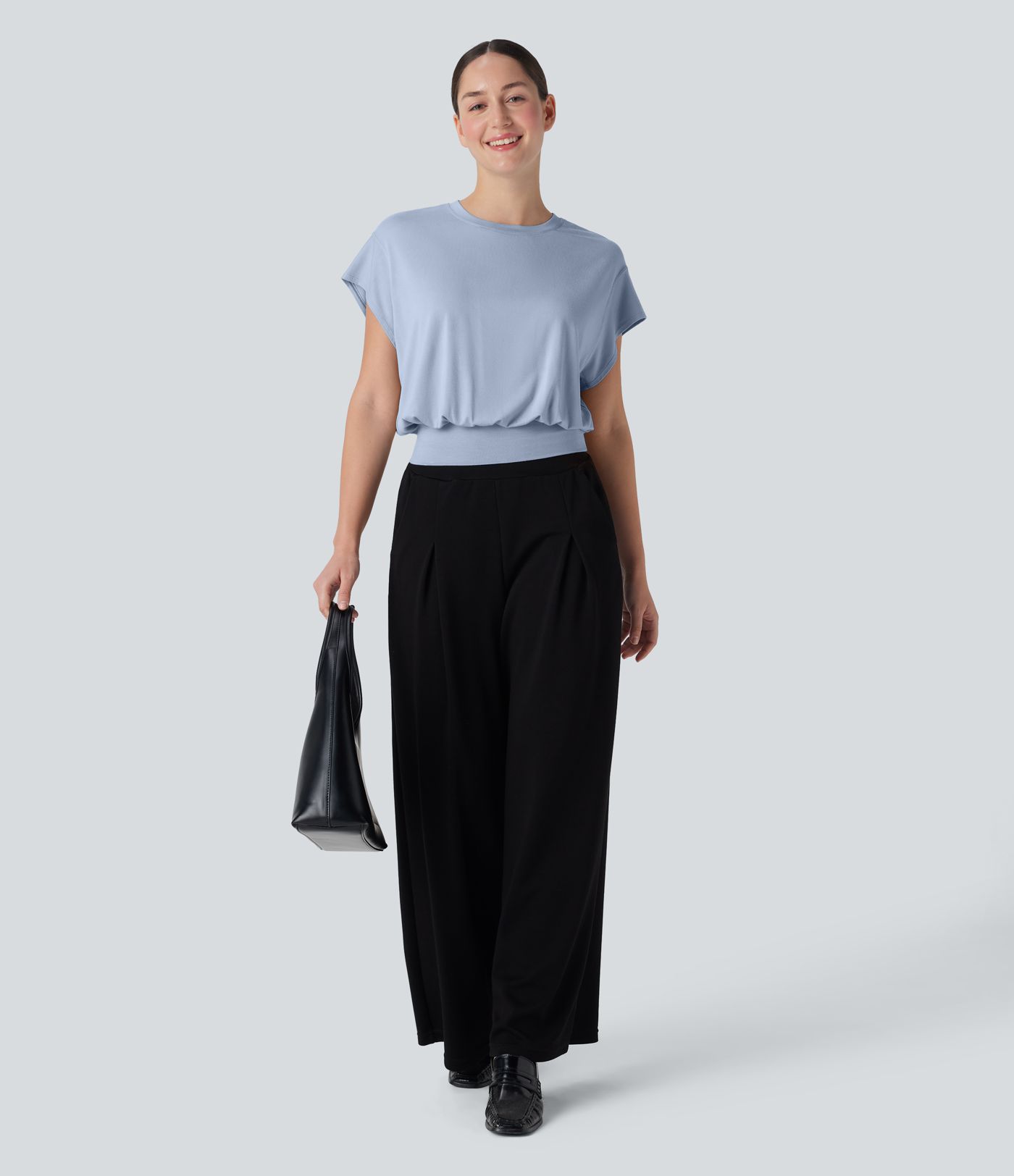 Rundals Kurzarm Fledermaus Arbeits-T-Shirt