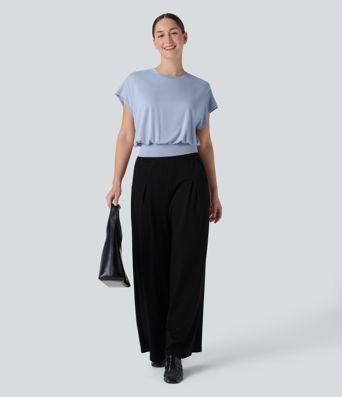 Rundals Kurzarm Fledermaus Arbeits-T-Shirt